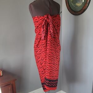 NWT VINTAGE SIRENA SIGNATURE Red and Black Swim Sarong